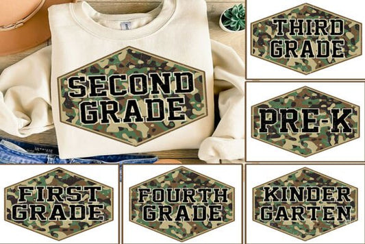Camo Back to School Grade Shirt